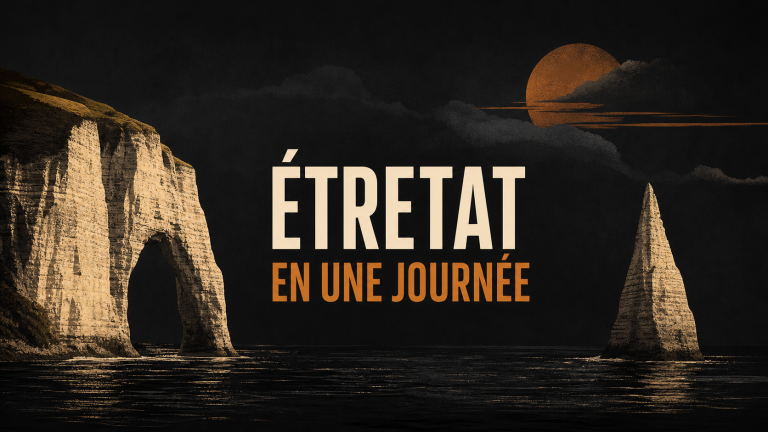 Visiter Étretat : illustration sombre des falaises en une journée